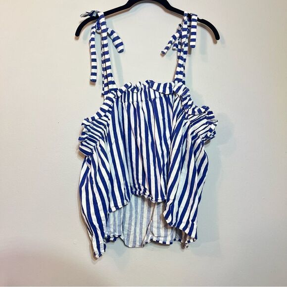 Eloquii Blue & White Stripe Top - Picture 2 of 4